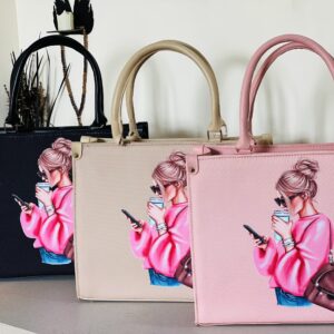 All Coffee Girl Tote Black skin pink
