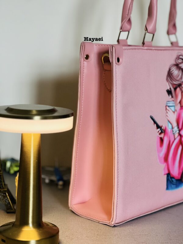 Coffee Girl Tote Bag pink finishing